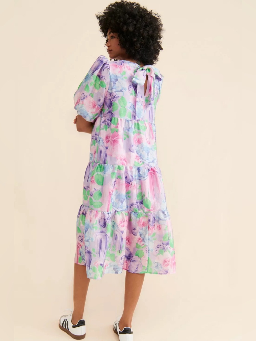 Urban Outfitters CRAS Pastel Floral cottagecore puff Sleeve Midi Dress XL - Picture 3 of 10